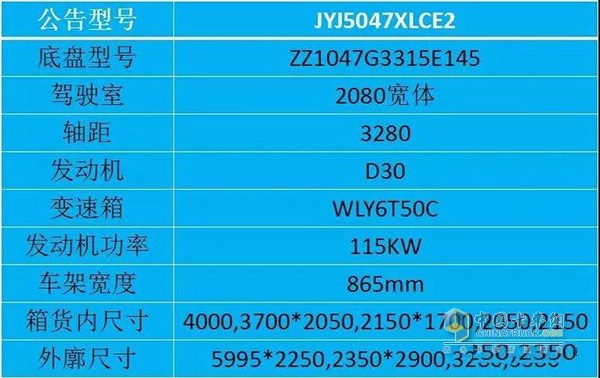 豪沃D30輕型冷藏車上牌公告