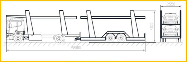 中置軸轎運(yùn)車(chē)裝載圖示