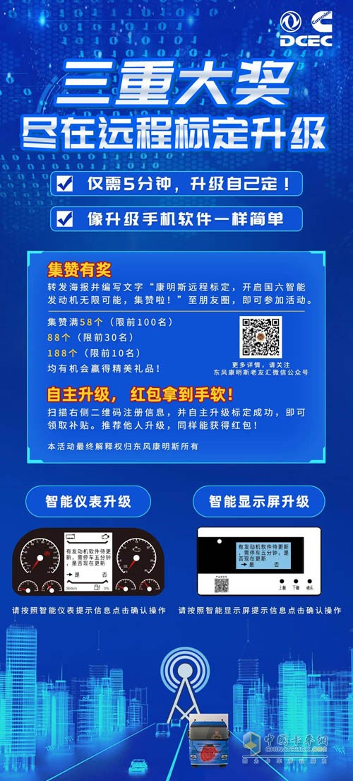 東風(fēng)康明斯發(fā)動(dòng)機(jī)遠(yuǎn)程軟件升級有好禮